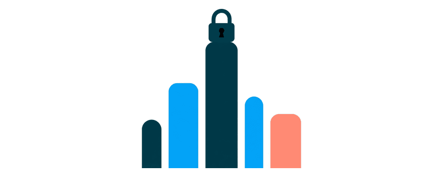 Illustration : de simples barres de hauteurs différentes, avec un cadenas fermé posé sur la plus haute