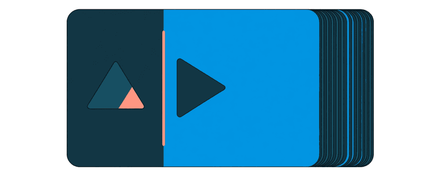 Illustration: eine große Videokarte links und ein ordentlicher Stapel identischer Karten rechts