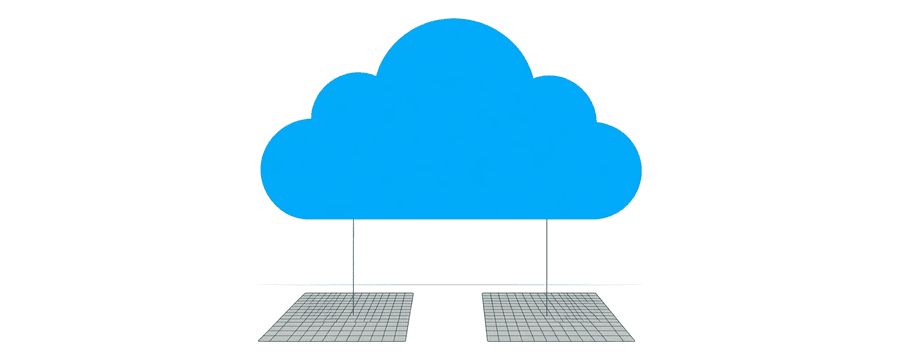 Illustration: a blue cloud above two identical grids of small grey squares