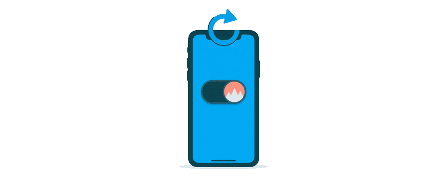 Illustration: ein Handy unter einem kreisförmigen Update-Pfeil, mit einem Schalter neben einem Fotosymbol auf dem Bildschirm
