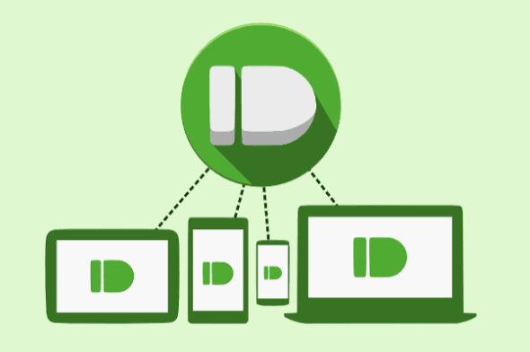 An illustration of the Pushbullet icon linked by dotted lines to a tablet, two phones and a laptop