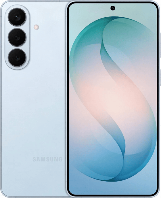 A Samsung Galaxy phone shown from the front and the back